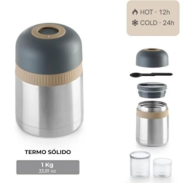 Bra Termo Enjoy Signature A196123, 1000ml, Acero Inoxidable, para Alimentos y Bebidas, Tapa Segura, Base Antideslizante
