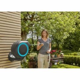 Gardena RollUp S Enrollador de Manguera Automático de Pared 15m 11mm, Rebobinado Antitorsión, Kit Listo para Usar, Borde Azul