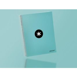 Cuaderno Espiral A4 Micro Antartik Tapa Forrada 120H 90 gr Cuadro 5 mm 5 Bandas 4 Taladros Color Menta