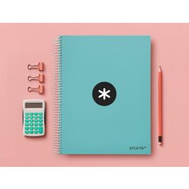 Cuaderno Espiral A4 Micro Antartik Tapa Forrada 120H 90 gr Cuadro 5 mm 5 Bandas 4 Taladros Color Menta