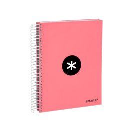 Cuaderno Espiral A5 Micro Antartik Tapa Forrada120H 90 gr Cuadro 5 mm 5 Band 6 Taladros Color Coral