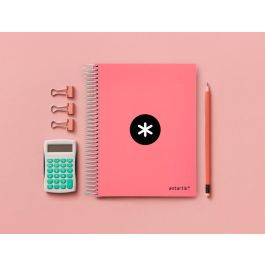 Cuaderno Espiral A5 Micro Antartik Tapa Forrada120H 90 gr Cuadro 5 mm 5 Band 6 Taladros Color Coral