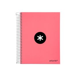 Cuaderno Espiral A5 Micro Antartik Tapa Forrada120H 90 gr Cuadro 5 mm 5 Band 6 Taladros Color Coral