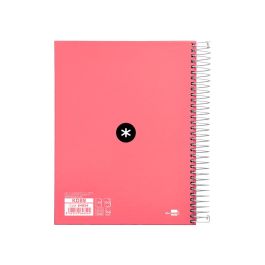 Cuaderno Espiral A5 Micro Antartik Tapa Forrada120H 90 gr Cuadro 5 mm 5 Band 6 Taladros Color Coral