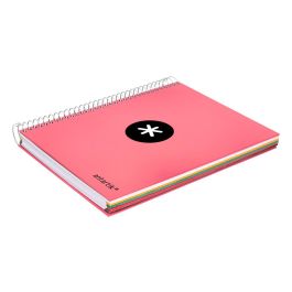 Cuaderno Espiral A5 Micro Antartik Tapa Forrada120H 90 gr Cuadro 5 mm 5 Band 6 Taladros Color Coral