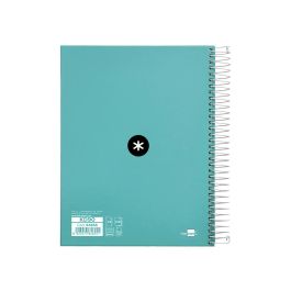 Cuaderno Espiral A5 Micro Antartik Tapa Forrada120H 90 gr Cuadro 5 mm 5 Banda6 Taladros Color Menta