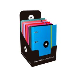 Carpeta Con Recambio Antartik A4 Cuadro 5 mm Forrada 4 Anillas 40 mm Redondas Con Solapa Colores Surtidos 10 unidades