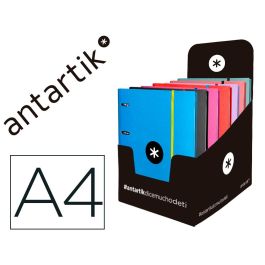 Carpeta Con Recambio Antartik A4 Cuadro 5 mm Forrada 4 Anillas 40 mm Redondas Con Solapa Colores Surtidos 10 unidades