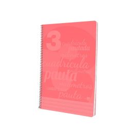 Cuaderno Espiral Liderpapel Folio Pautaguia Tapa Plastico 80H 75 gr Cuadro Pautado 3 mm Con Margen Color Rojo