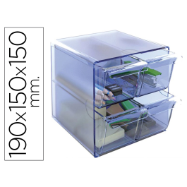 Archivo 2000 Archicubo 2000 Organizador Modular con 4 Cajones Plástico Azul Transparente 190x150x150 mm Precio: 16.50000044. SKU: BIX01A6704AZTP