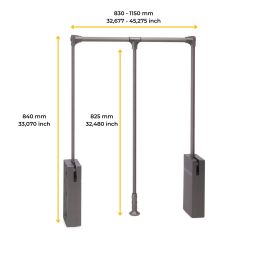 Emuca Colgador abatible para armario Sway, ancho regulable 830 - 1150mm Acero, Aluminio y Plástico, Pintado Titanio