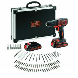 Black & Decker BDCDC18BAFC Taladro Atornillador Inalámbrico 18V Li-Ion 2 Baterías, 80 Accesorios, Vel. Variable, 10 Pos. Torque