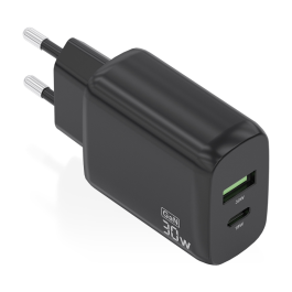 AISENS - CARGADOR GaN 30W, 1xUSB-C PD3.0 QC4.0, 1xUSB-A QC3.0, NEGRO Precio: 5.68999959. SKU: B17E9KZPD7