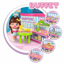 Hotel 5 estrellas pinypon con diferentes estancias y piscina infinita para la diversión, incluye 2 figuras y muchos accesorios
