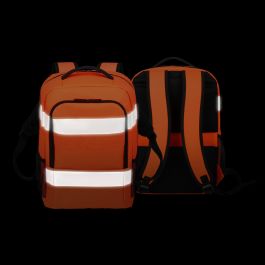 Dicota P20471-18 Mochila HI-VIS Base 24L Naranja con Compartimento Portátil, rPET y Elementos Reflectantes para Niños y Niñas