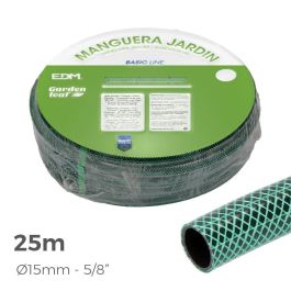 Edm Manguera de Jardín 25 m (5/8" 15 mm) Verde PVC 3 Capas Flexible Antialgas