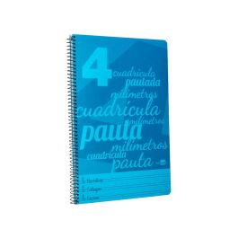 Cuaderno Espiral Liderpapel Folio Pautaguia Tapa Plastico 80H 75 gr Cuadro Pautado 4 mm Con Margen Color Azul