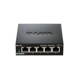 D-Link DGS-105GL Switch de Red 5 Puertos Gigabit Ethernet Plug & Play, Carcasa Metálica, Sin Ventiladores, Eficiencia Energética, QoS 802.1p