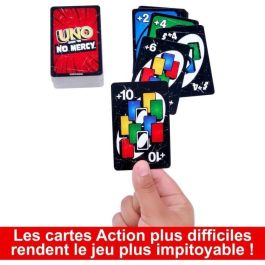 Mattel Juego de Cartas Uno No Mercy. La edición más despiadada con reglas y cartas especiales, ideal para mayores de 5 años. Español/Portugués.