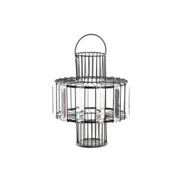 DKD Home Decor Portavelas Moderno Set de 2 Negro Transparente de Metal y Cristal 20x20x26 cm