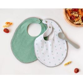 KioKids Set 2 Baberos de Algodón y Cuchara de Silicona Grado Alimenticio, No Tóxica, Verde Salvia +0 meses Precio: 8.49999953. SKU: B1E5QBQ5HJ