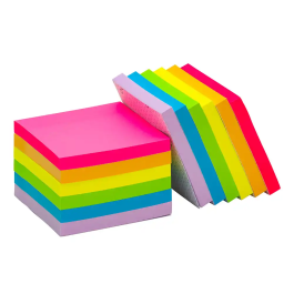 Q-connect Bloc de Notas Adhesivas 76x76 mm Colores Neón y Pastel Surtidos Certificado FSC