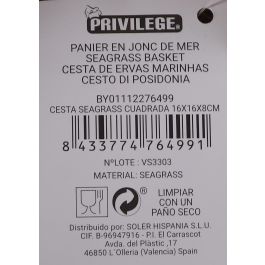 Privilege Cesta de Seagrass Cuadrada 16 x 16 x 8 cm (24 Unidades)