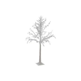 DKD Home Decor Árbol de Navidad con 200 LEDs Blanco Estilo Moderno PVC 150 cm Alto Colección White Forest