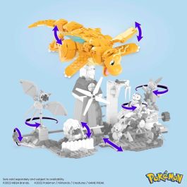 MEGA BLOKS HKT25 Pokémon Dragonite Set de Construcción 388 Piezas Figura Construible con Alas Móviles para Niños +8 años