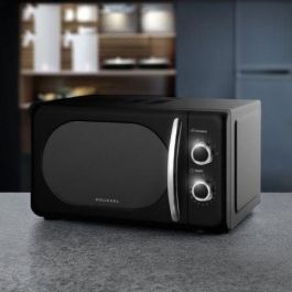 Grunkel MW-20NEGRO Microondas Vintage Negro 700W 20L - Temporizador 30 min, 5 Niveles Potencia, 8 Programas y Descongelación