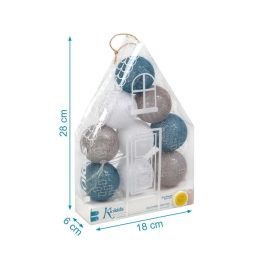 KioKids Guirnalda de Luz LED Azul 1,5m, con 9 Bolas de Colores, Funciona a Pilas. Perfecta para Dormitorio o Habitación Infantil Bebé