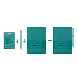 Antartik Portabolígrafo Autoadhesivo para Cuaderno Note con Elástico hasta 15 mm, Verde Aguamarina, Material PU, 40x40 mm