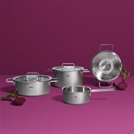Fissler Pure Olla de Acero Inoxidable 24 cm con Tapa de Metal, Apto para Inducción, Gas, Eléctrico y Cerámica - Ref. 08611424000/0