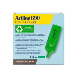 Artline EK-690 Rotulador Fluorescente Ecológico, Punta Biselada 1-4 mm, Verde