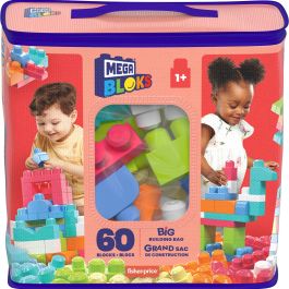 Bolsa construccion mega blocks 60 piezas rosa