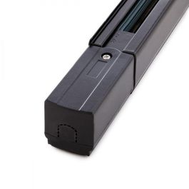 Carril Trifásico para Focos LED 1M Negro de Aluminio - Flexible, para Desplazamiento de Luminarias y Selector de Fase