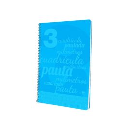 Cuaderno Espiral Liderpapel Folio Pautaguia Tapa Plastico 80H 75 gr Cuadro Pautado 3 mm Con Margen Color Azul