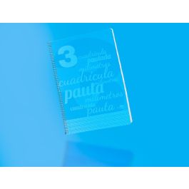 Cuaderno Espiral Liderpapel Folio Pautaguia Tapa Plastico 80H 75 gr Cuadro Pautado 3 mm Con Margen Color Azul