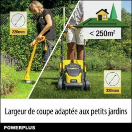 Powerplus POWXG62205T Kit Cortadora de césped eléctrica 1300W y Bordeadora de jardín 250W, Ø 220mm