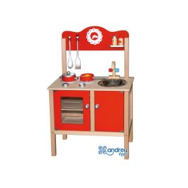 Juego Andreutoys Cocina Madera Con Complementos 53,5x29,5x83 cm