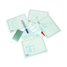 Juego Tarjetas Reutilizables Henbea Imagina Y Completa Plastico Flexible Con Ilustraciones 21x15 cm