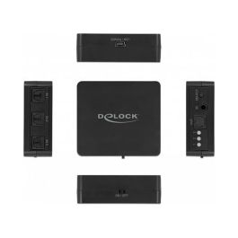 DeLOCK Conmutador Óptico S/PDIF TOSLINK 3 Entradas 1 Salida con Mando a Distancia IR y Alimentación por USB - Negro