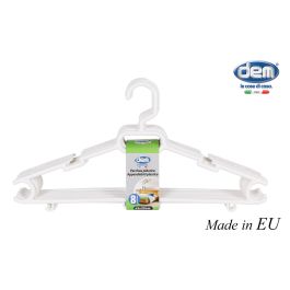 Set de 8 perchas de plástico Ruth 43x22 cm - Dem (8 Cajas)