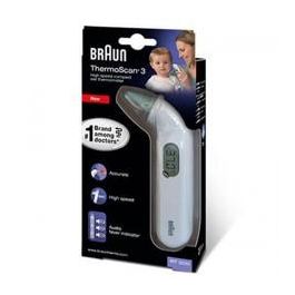Braun Termómetro Corporal Oído IRT3030 Thermoscan Lectura Rápida Precisa Indicador Fiebre Pantalla LCD Batería Larga Duración