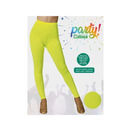 Leggings Amarillo Fluor Liso Adulto para Disfraces, Carnaval, Fiestas de Neón y Animaciones Escolares