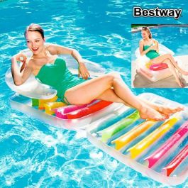 Bestway Sillon Hinchable Plegable Arcoirirs 201x89 cm Playa y Piscina 43023