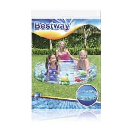 Bestway Piscina Hinchable Infantil 3 Aros Transparente Vida Marina 152x30 cm +2 Años Jardin 51004