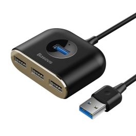 Hub USB Baseus Square round 4-in-1 Negro