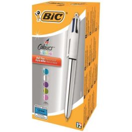 Bic Boligrafo retractil 4 colores Shine - Punta 1 mm - Color negro, azul, rojo y verde