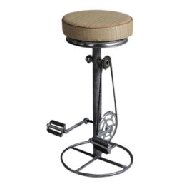 DKD Home Decor Taburete de Bar Balines de Metal y Ratán Marrón Claro y Plateado, Altura de Asiento 82 cm